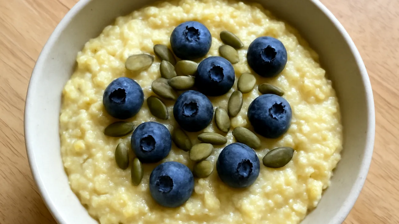 Porridge di miglio con semi di zucca e mirtilli"